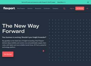 How flexport.com looks like on a tablet such as an iPad.