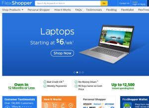 How flexshopper.com looks like on a tablet such as an iPad.