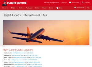 How flightcentre.com looks like on a tablet such as an iPad.