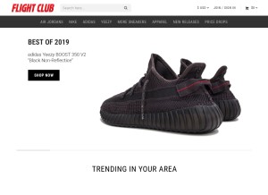 How flightclub.com looks like on a tablet such as an iPad.
