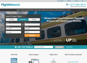 How flightnetwork.com looks like on a tablet such as an iPad.