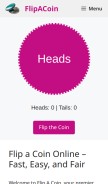 How flipacoin.io looks like on a mobile device such as an iPhone.