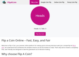 How flipacoin.io looks like on a tablet such as an iPad.