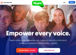 How flipgrid.com looks like on a tablet such as an iPad.