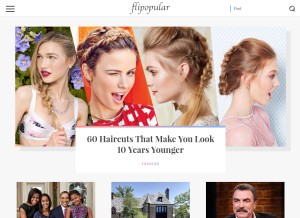 How flipopular.com looks like on a tablet such as an iPad.