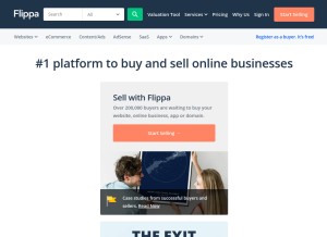 How flippa.com looks like on a tablet such as an iPad.