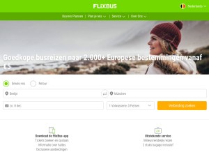 How flixbus.be looks like on a tablet such as an iPad.