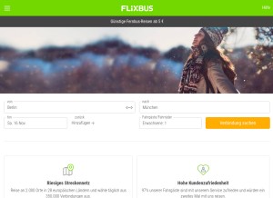 How flixbus.de looks like on a tablet such as an iPad.