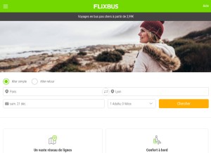How flixbus.fr looks like on a tablet such as an iPad.