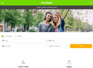 How flixbus.it looks like on a tablet such as an iPad.