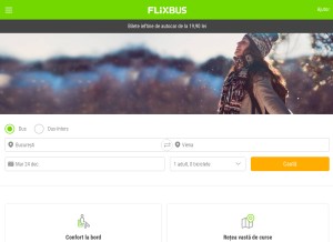 How flixbus.ro looks like on a tablet such as an iPad.