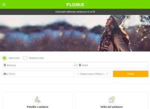 How flixbus.sk looks like on a tablet such as an iPad.