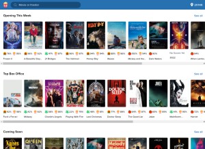How flixster.com looks like on a tablet such as an iPad.