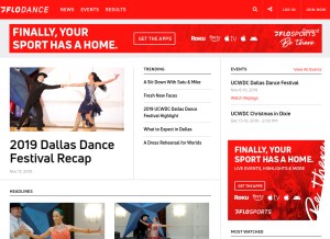 How flodance.com looks like on a tablet such as an iPad.