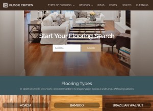How floorcritics.com looks like on a tablet such as an iPad.