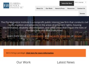 How floridajusticeinstitute.org looks like on a tablet such as an iPad.