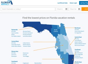 How floridarentals.com looks like on a tablet such as an iPad.