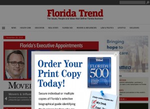 How floridatrend.com looks like on a tablet such as an iPad.