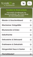How floristik21.de looks like on a mobile device such as an iPhone.
