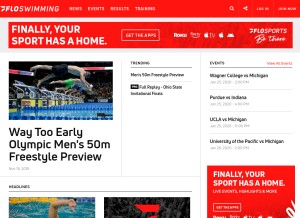 How floswimming.com looks like on a tablet such as an iPad.