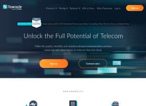 How flowroute.com looks like on a tablet such as an iPad.