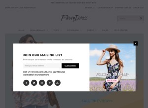 How flowydress.com looks like on a tablet such as an iPad.
