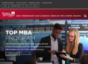 How flsouthern.edu looks like on a tablet such as an iPad.
