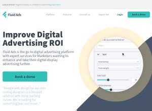 How fluidads.com looks like on a tablet such as an iPad.