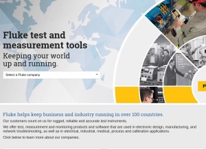 How fluke.com looks like on a tablet such as an iPad.