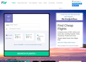 How fly.com looks like on a tablet such as an iPad.