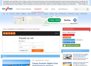 How fly4free.com looks like on a tablet such as an iPad.