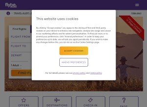 How flybe.com looks like on a tablet such as an iPad.