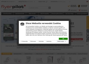 How flyerpilot.de looks like on a tablet such as an iPad.