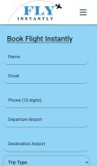 How flyinstantly.com looks like on a mobile device such as an iPhone.