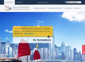 How flysanjose.com looks like on a tablet such as an iPad.