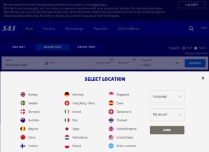 How flysas.com looks like on a tablet such as an iPad.