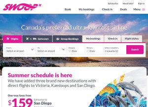 How flyswoop.com looks like on a tablet such as an iPad.