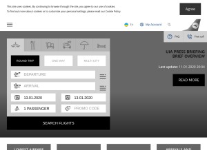How flyuia.com looks like on a tablet such as an iPad.