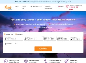 How flyustravels.com looks like on a tablet such as an iPad.