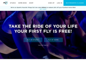 How flywheelsports.com looks like on a tablet such as an iPad.