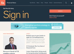 How fnlondon.com looks like on a tablet such as an iPad.