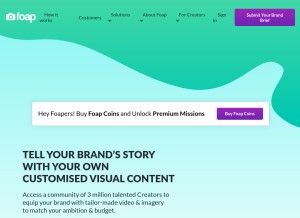 How foap.com looks like on a tablet such as an iPad.