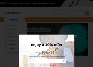 How focalprice.com looks like on a tablet such as an iPad.