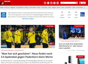 How focus.de looks like on a tablet such as an iPad.