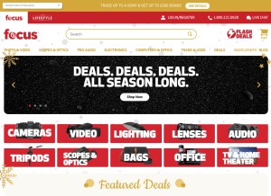How focuscamera.com looks like on a tablet such as an iPad.