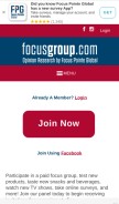 How focusgroup.com looks like on a mobile device such as an iPhone.