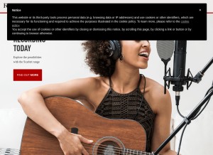 How focusrite.com looks like on a tablet such as an iPad.