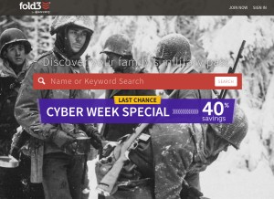 How fold3.com looks like on a tablet such as an iPad.