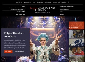 How folger.edu looks like on a tablet such as an iPad.