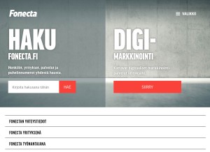 How fonecta.fi looks like on a tablet such as an iPad.